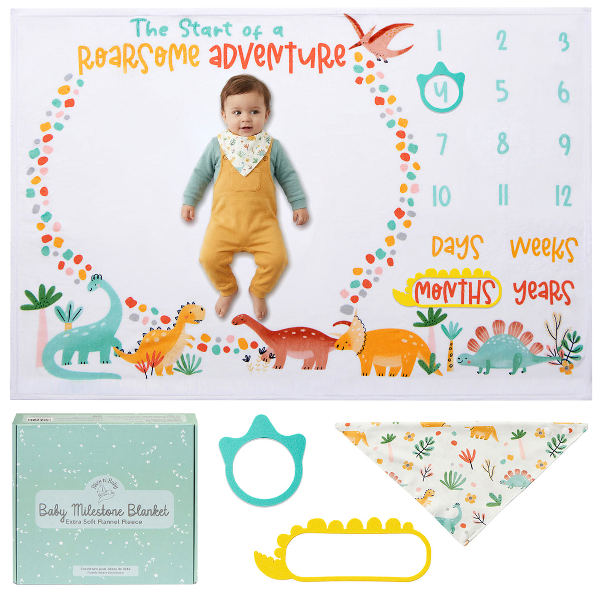 Dinosaur Milestone Blanket