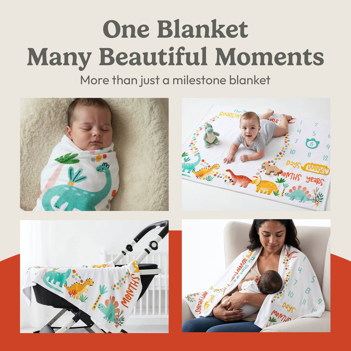 Dinosaur Milestone Blanket