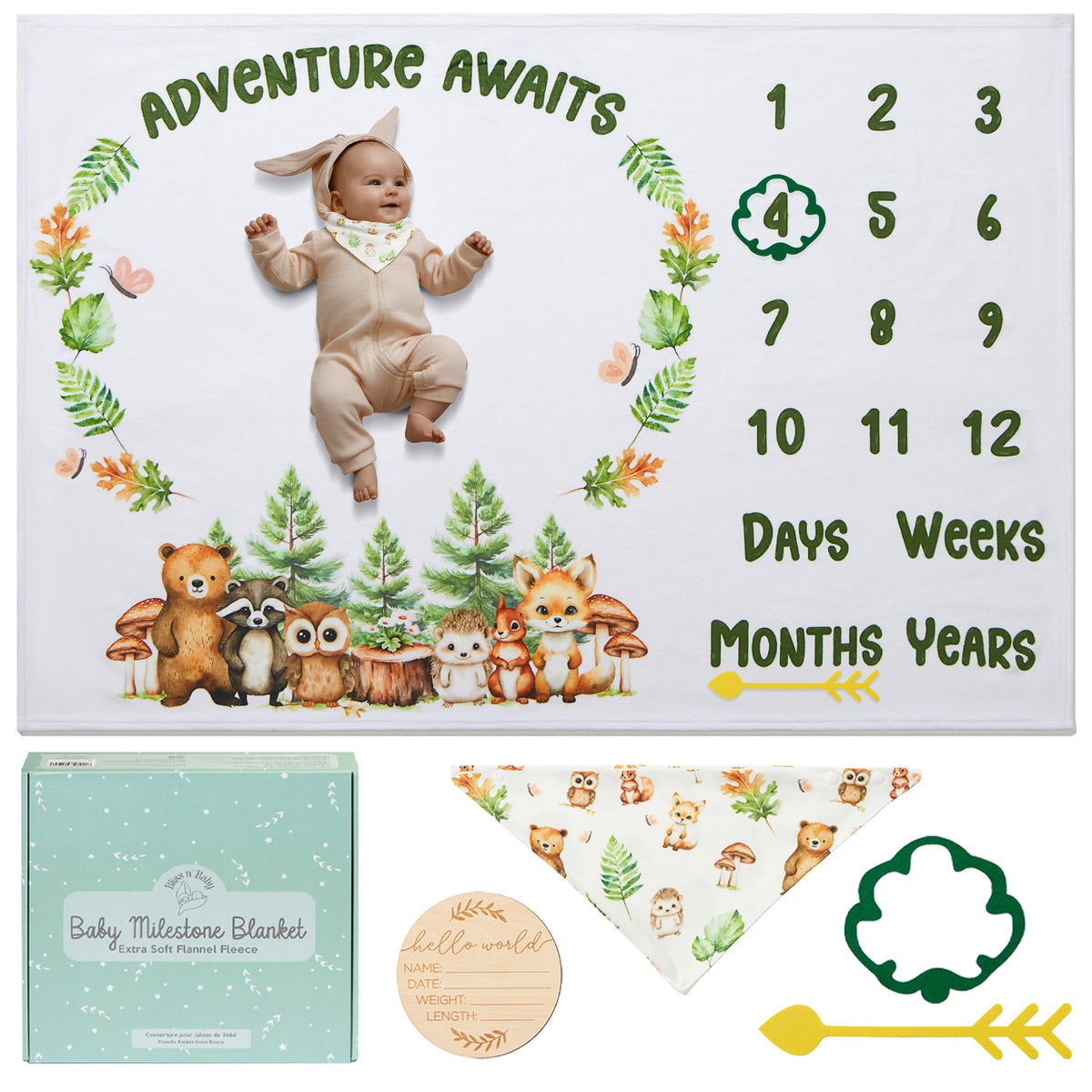 Woodland Milestone Blanket