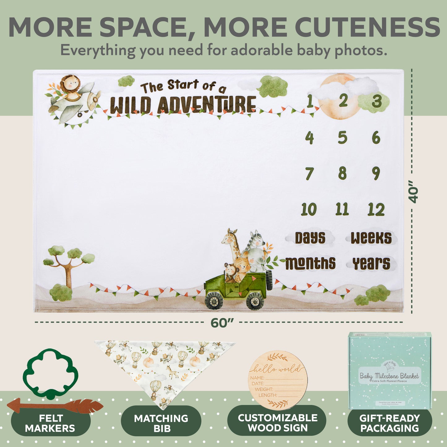 Safari Milestone Blanket